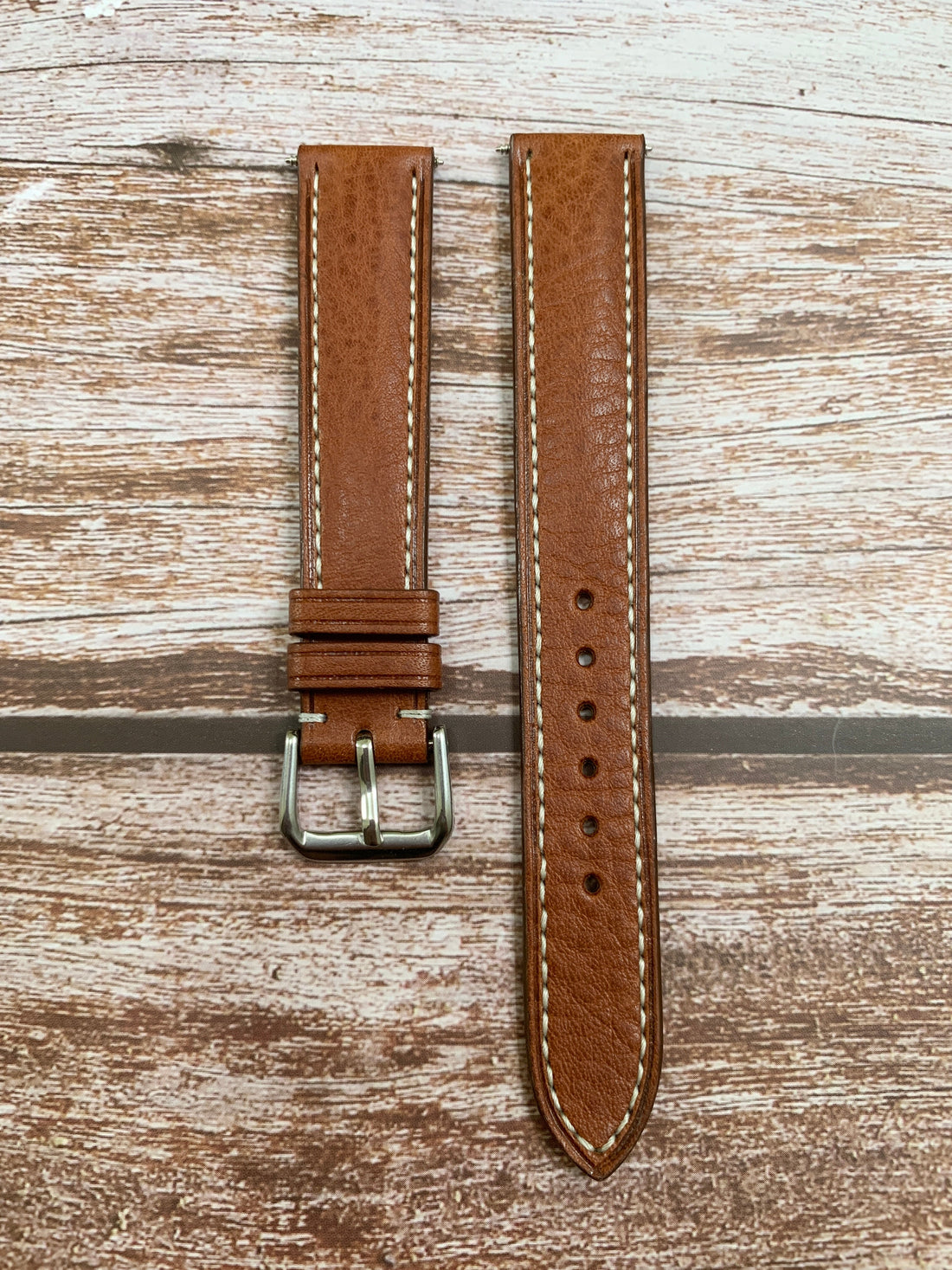 Italian Veg Tanned Minerva Leather Custom Strap For Swiss Army Field Officers SAW - 2200