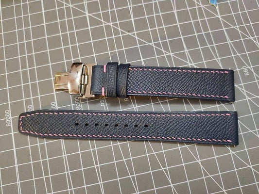 Navy Epsom Leather Custom Strap For Hamilton Intra-Matic Chronograph Automatic Blue Dial Men's Watch H38416541