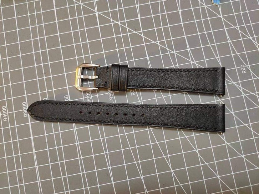 Black Swift Leather Custom Strap For 1965 Omega Square Dress Watch 35.3mm
