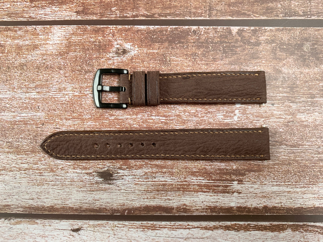 Full Grain Shark Skin Leather Custom Strap For Marathon GSAR Watch