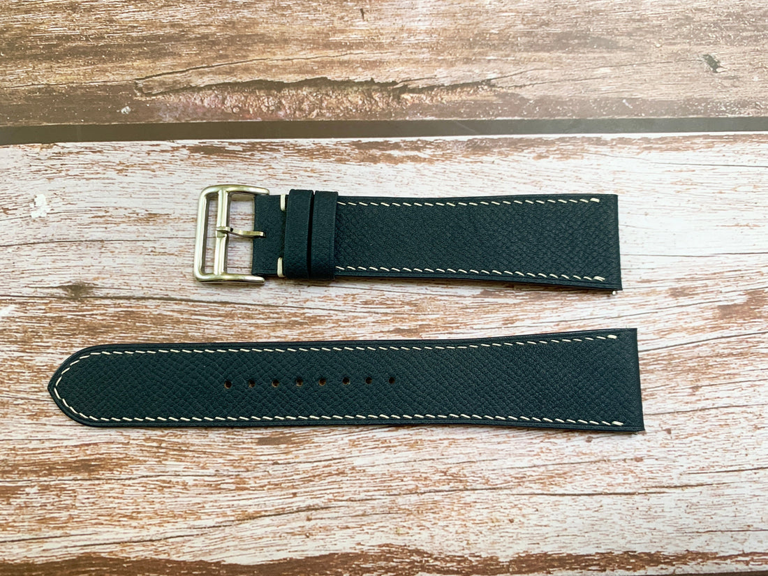 Navy Epsom Leather Custom Strap For Diesel Mega Chief DZ4477 Watch
