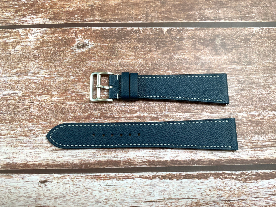 Navy Epsom Leather Custom Strap For Fossil Flynn Chronograph BQ2125IE Watch