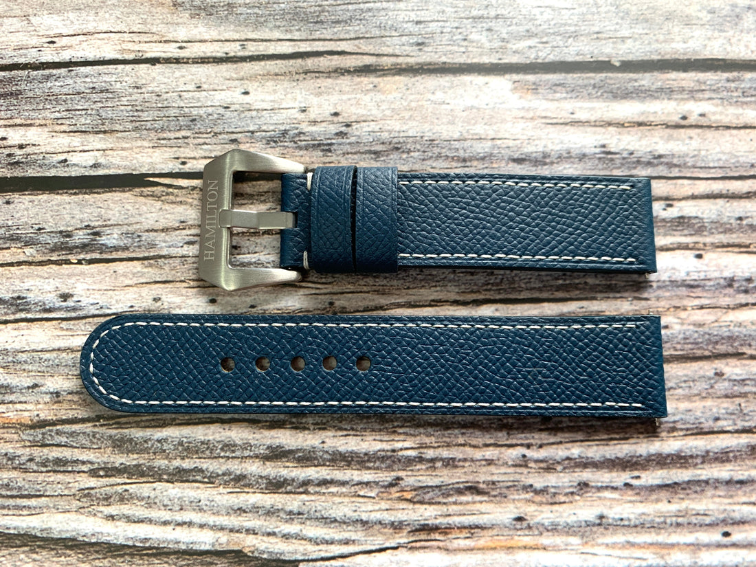 Navy Epsom Leather Custom Strap For Hamilton X-Wind Watch