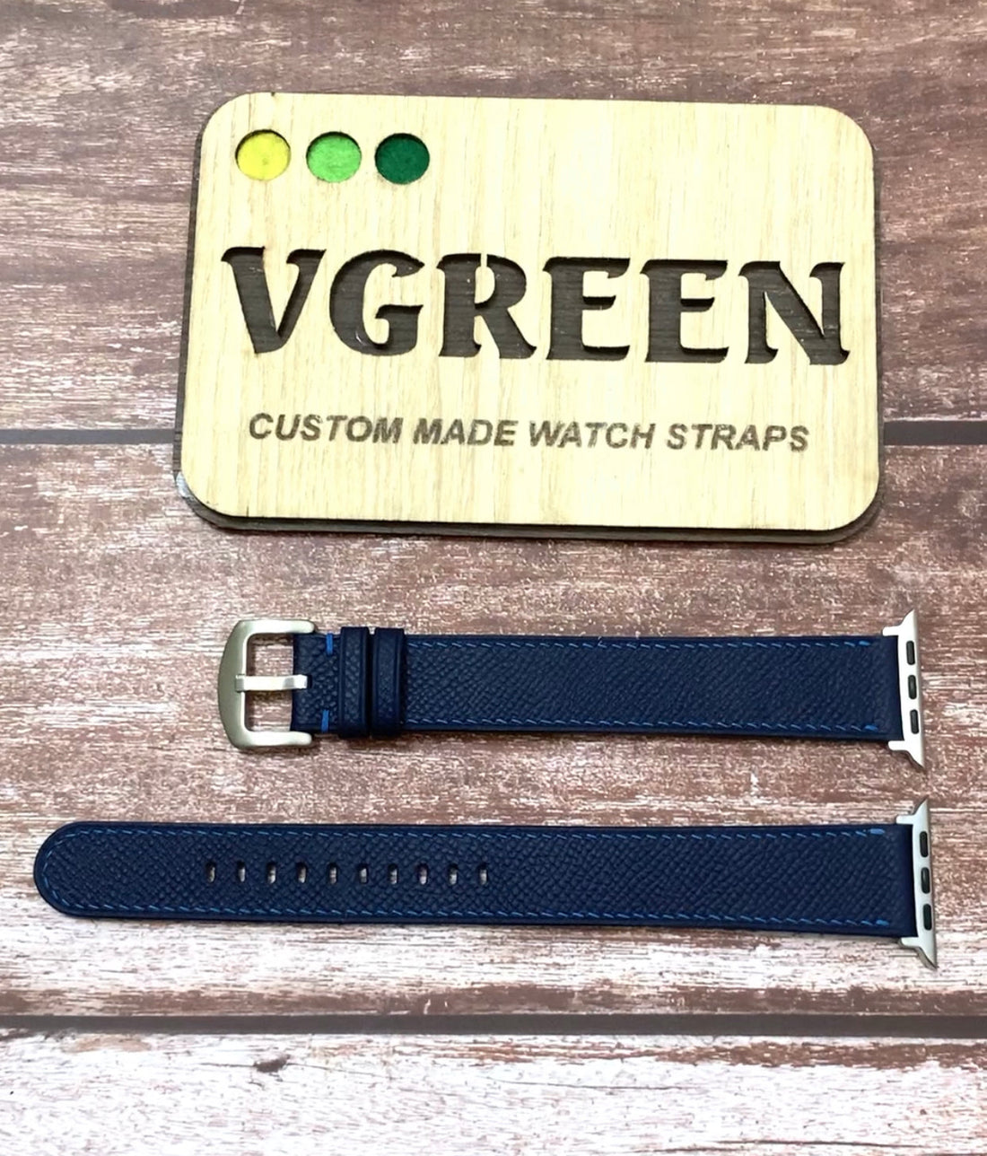 Custom Apple Watch Straps - Navy Epsom Leather For Apple Watch Series 4 (44mm)