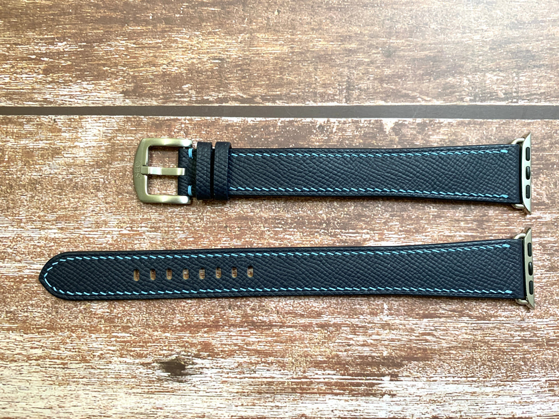 Custom Apple Watch Straps - Navy Epsom Leather For Apple Watch Series 7 (41mm)