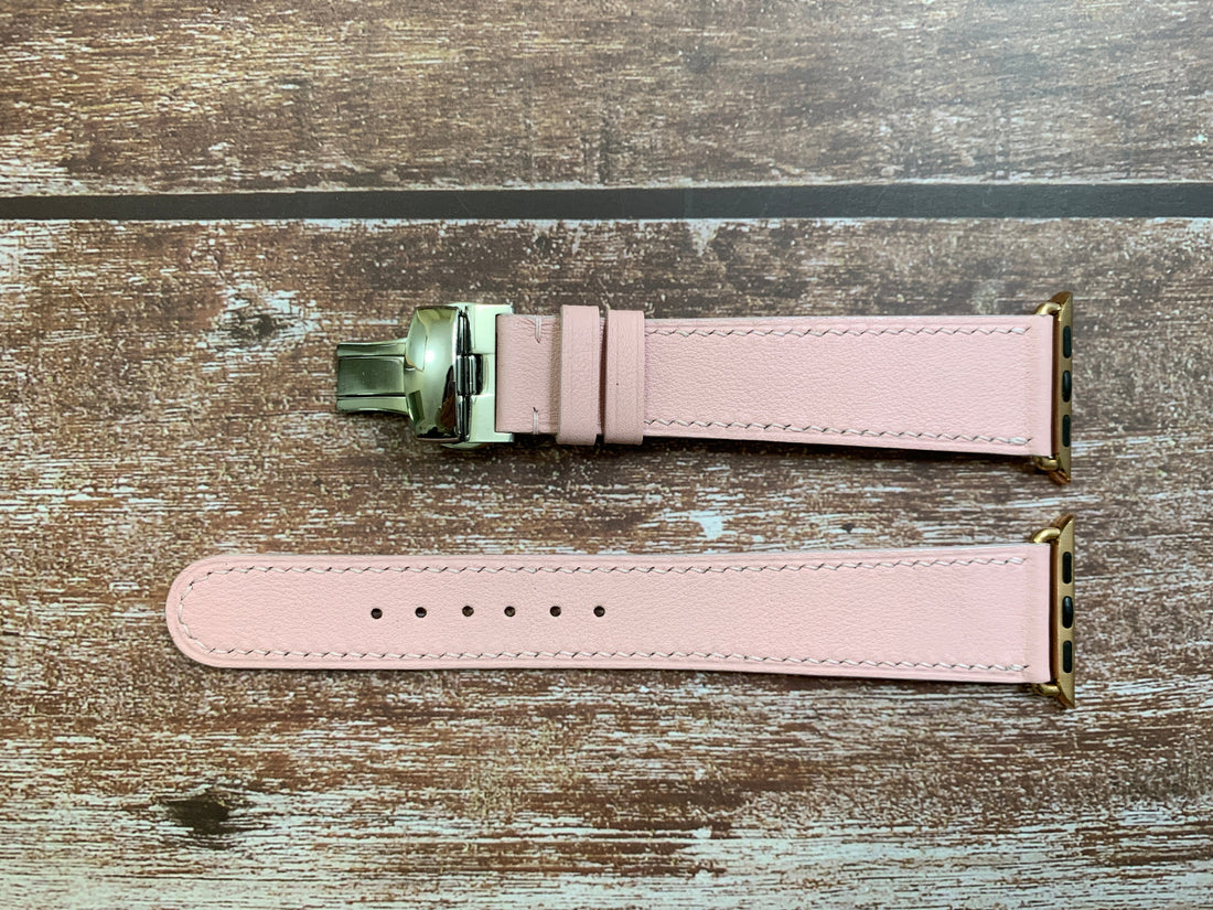 Custom Apple Watch Straps - Pink Swift Leather For Apple Watch Series 6 (40mm)