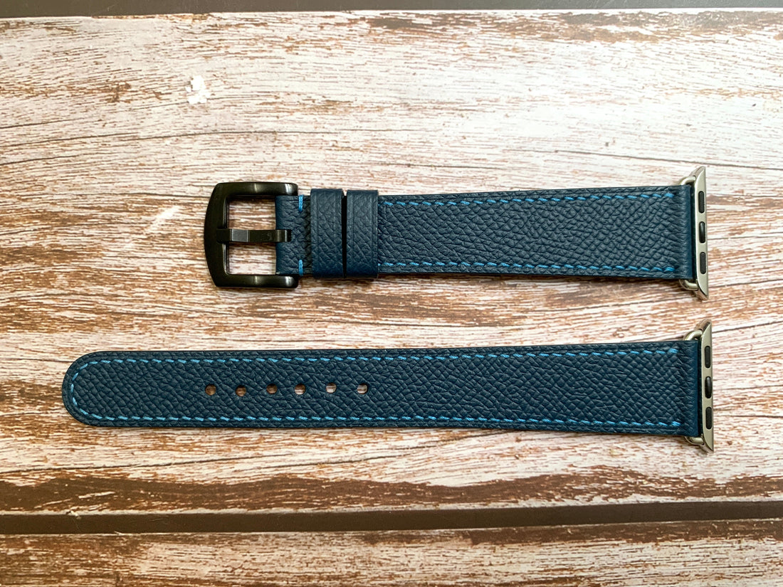 Custom Apple Watch Straps - Navy Epsom Leather For Apple Watch Series 6 (40mm)