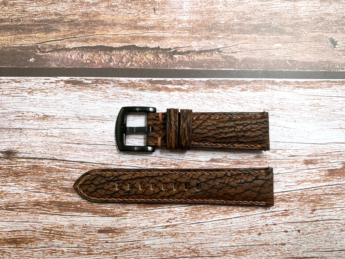 Full Grain Shark Skin Leather Custom Strap For Kennth Cole New York Watch