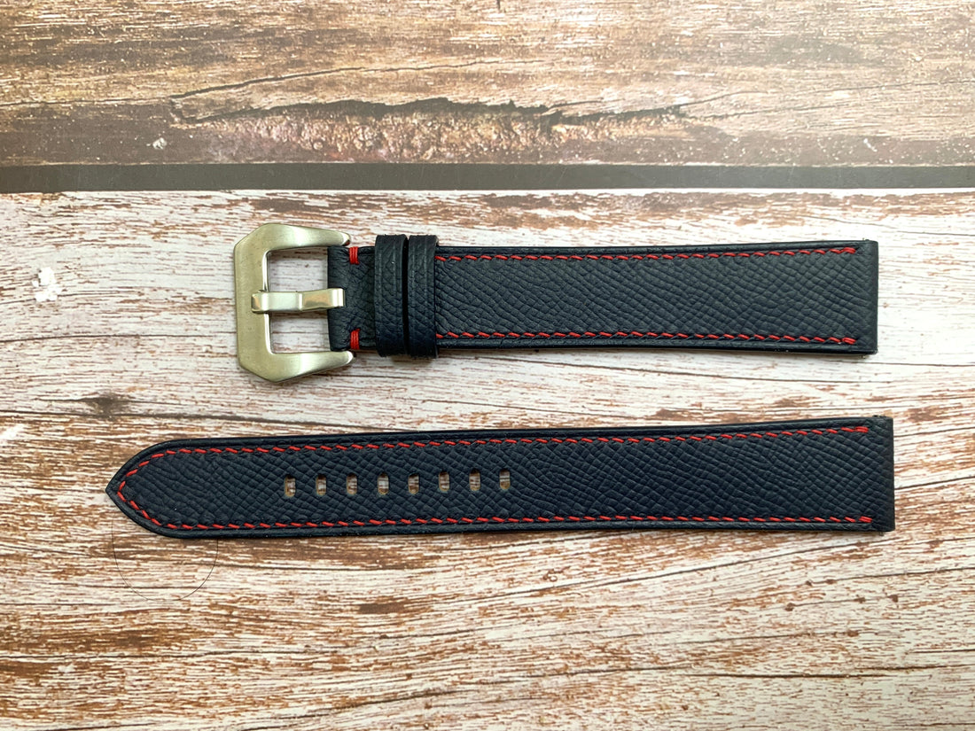 Navy Epsom Leather Custom Strap For Citizen Navihawk Watch