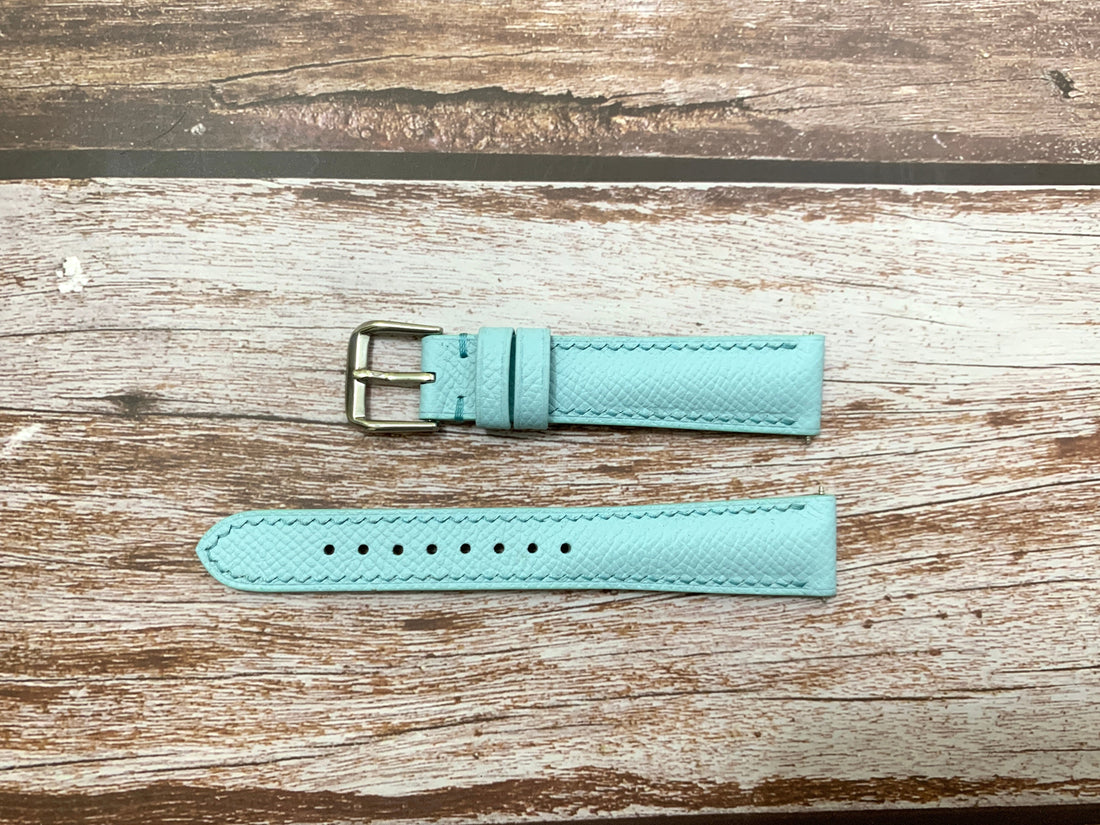 Epsom Leather Custom Strap - Baby Blue