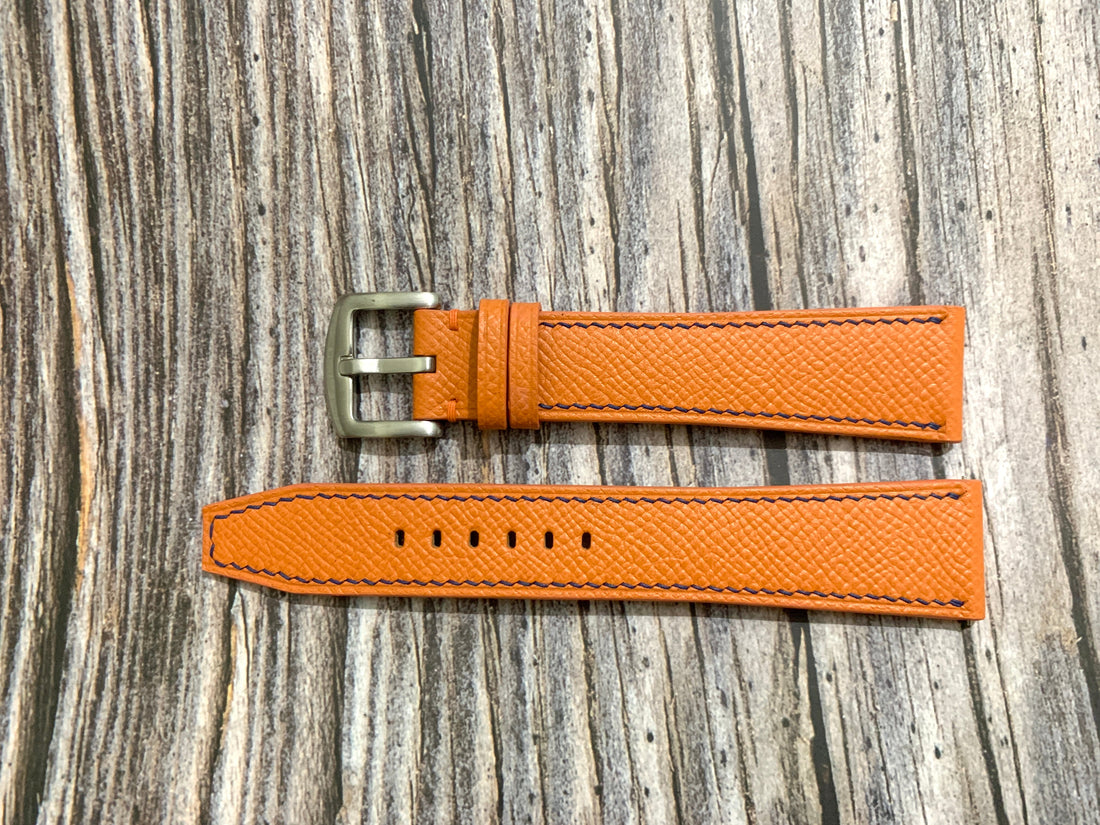 Orange Epsom Leather Custom Strap For Torgoen T18 Watch