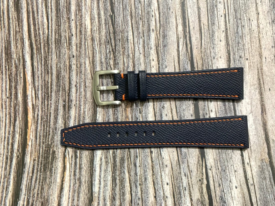 Navy Epsom Leather Custom Strap For Torgoen T18 Watch