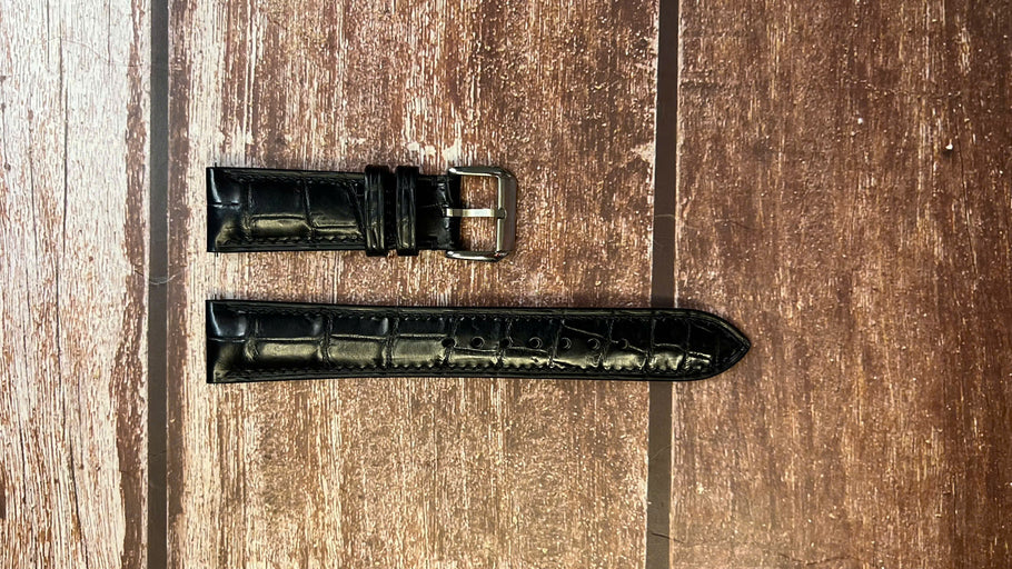 フルグレイン ワニ革 - ブラック - Full Grain Crocodile Leather - Black