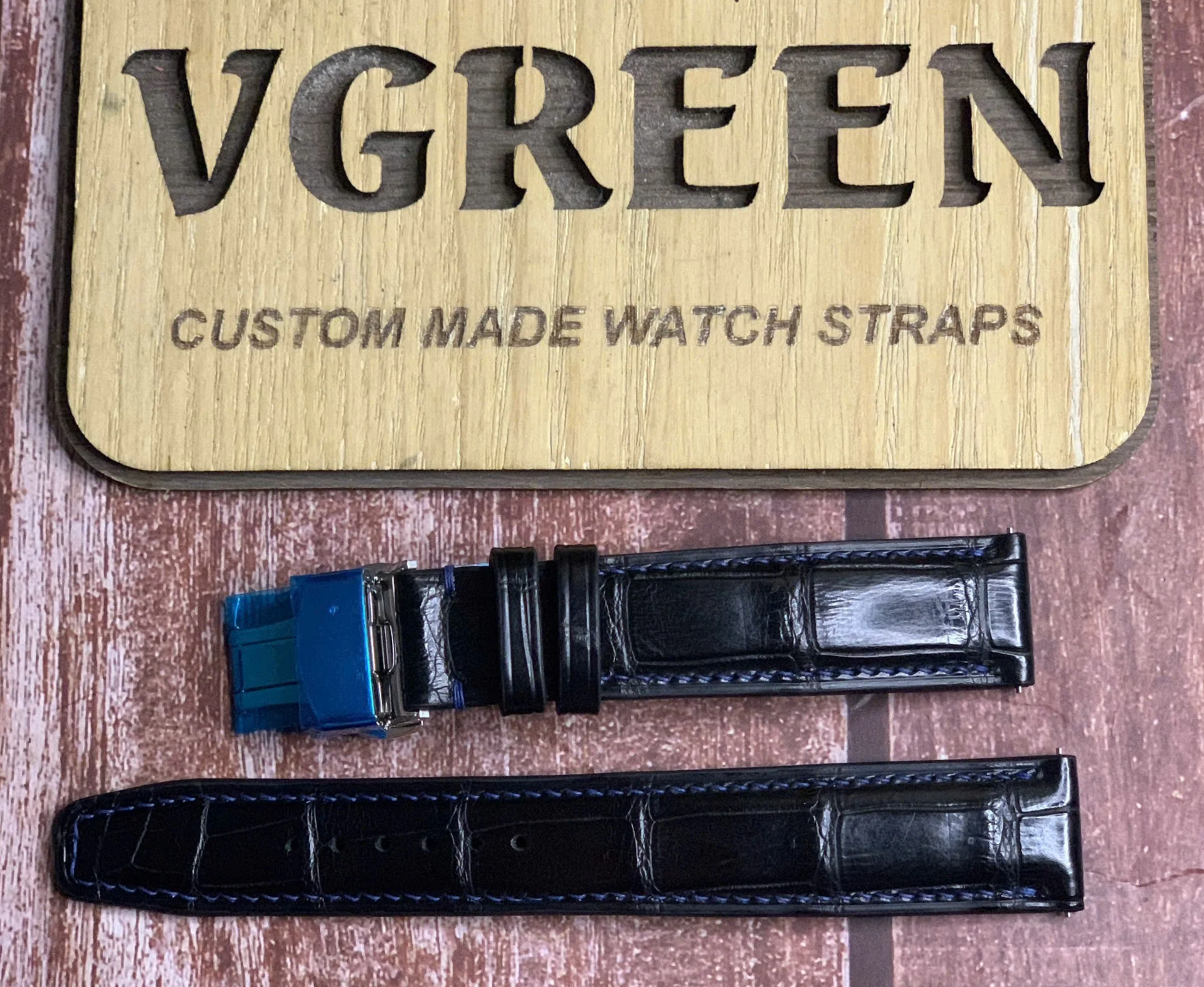 クロコダイルレザー 腕時計ベルト ブラック（エルメス H08用） – VGreen