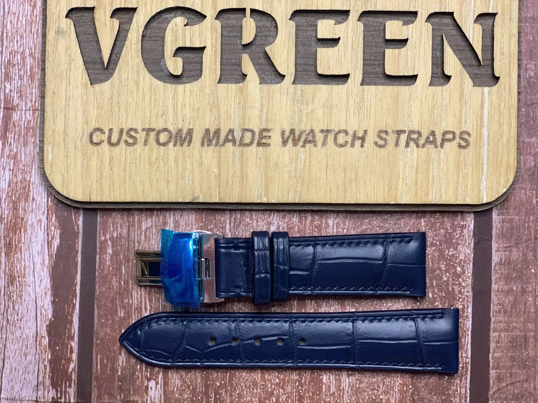 クロコダイルレザー腕時計ベルト – ダークブルー（IWC IW371605 対応）