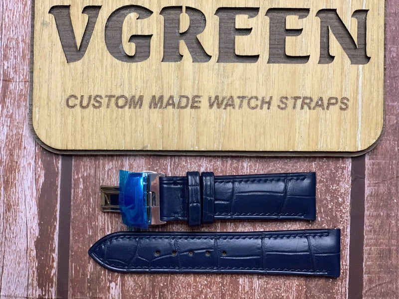 クロコダイルレザー腕時計ベルト – ダークブルー（IWC IW371605 対応）