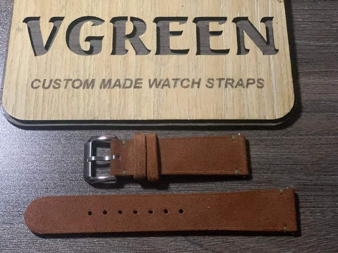 スエードレザー 腕時計ベルト - ウィスキー