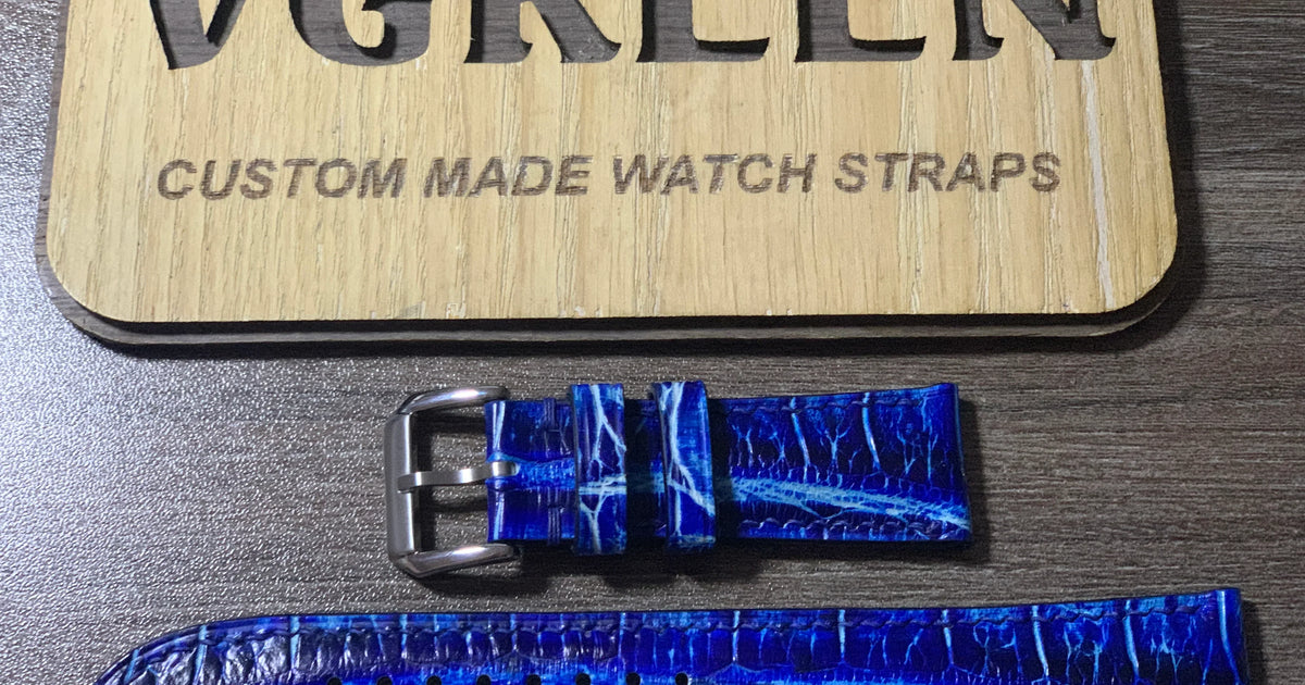 クロコダイルレザー 腕時計ベルト - エレクトリックブルー – VGreen