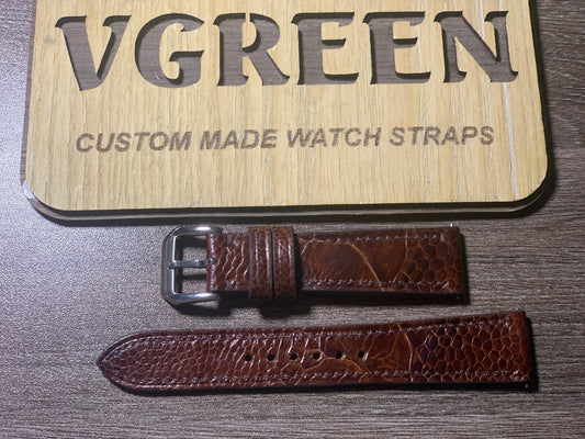 オーストリッチレッグレザー 腕時計ベルト - ダークブラウン (Blancpain Villeret)
