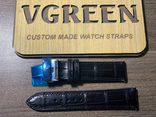 クロコダイルレザー 腕時計ベルト - ブラック (Panerai PAM00241)