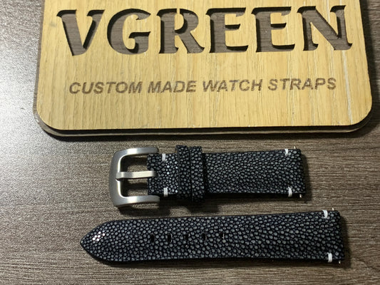 エイ革 腕時計ベルト - ブラック (pixelwatch341mm)