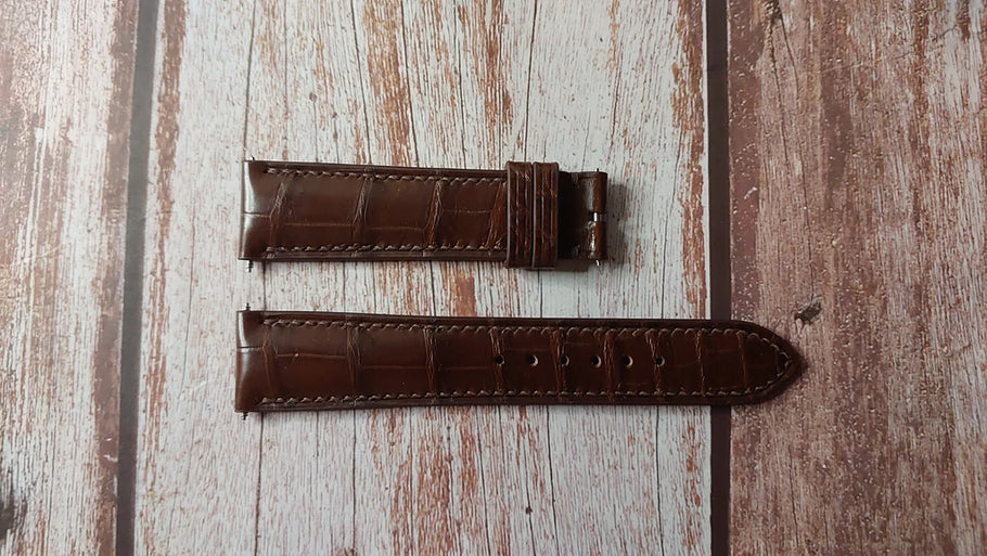 Full-grain crocodile leather (brown) - Compatible with Patek Philippe