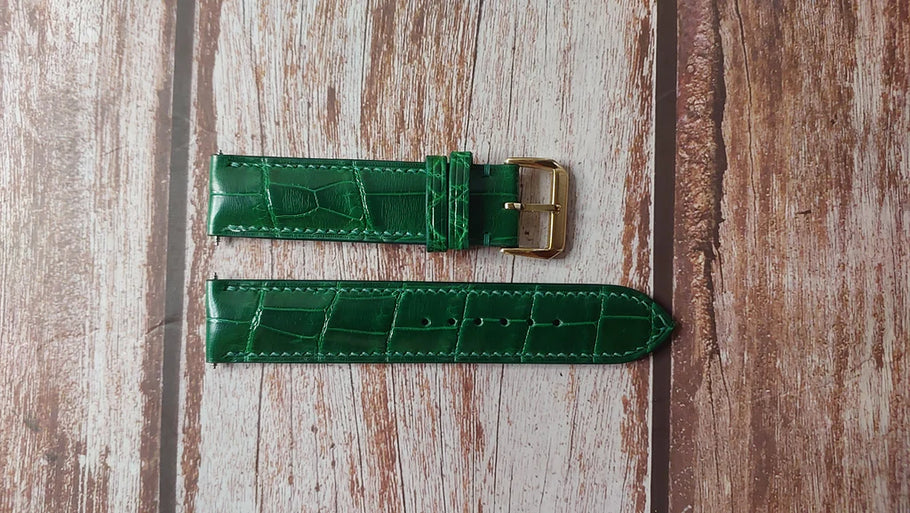 Full Grain Crocodile Leather (Green) - Rolex Compatible with Rolex