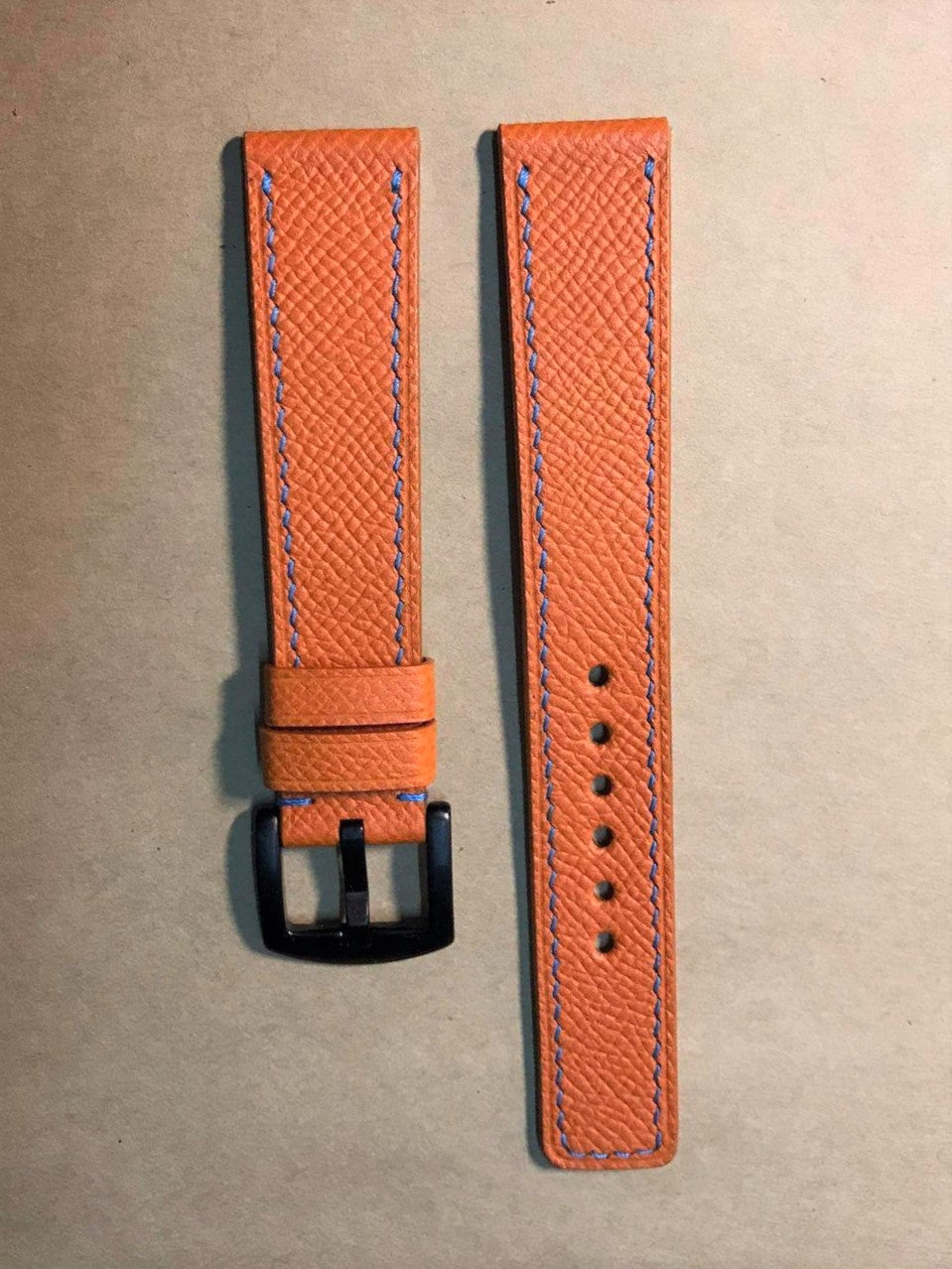 Orange Epsom Leather Custom Strap For Citizen Brycen