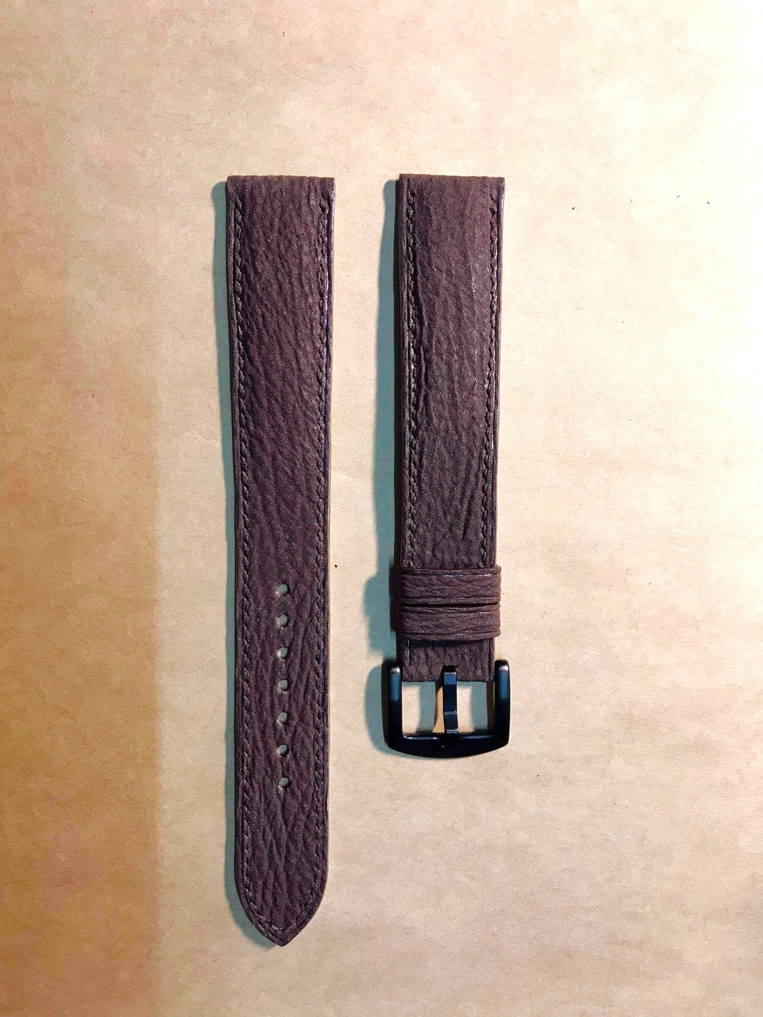 Full Grain Shark Skin Leather - Brown Custom Watch Straps