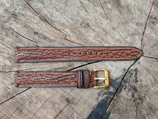 Full Grain Shark Skin Leather Custom Strap For Vintage Gold Omega