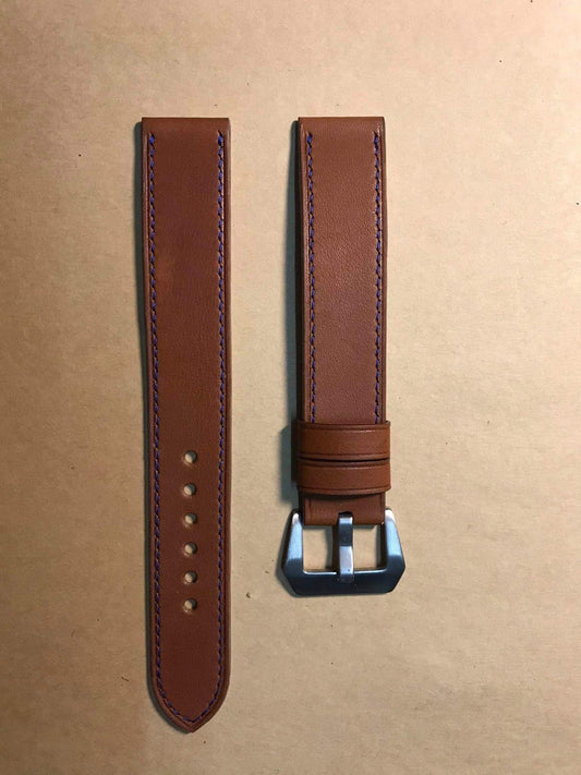 Barenia Leather Custom Strap For Alpina Alpiner 4 Blue Sun Ray