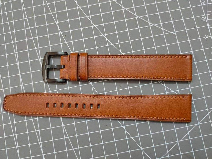 Italian Veg Tanned Buttero Leather Custom Strap For Vincero Chrono S in Gunmetal