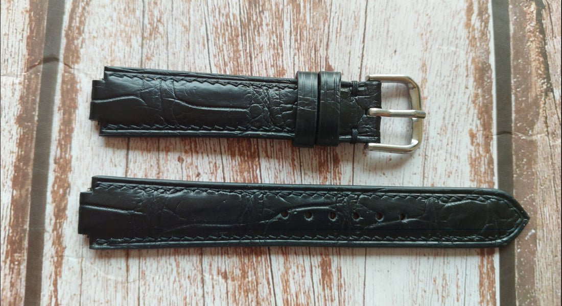 Black Crocodile Custom Notched Strap For Omega DeVille 1993 Watch