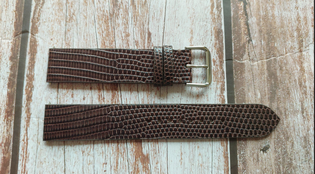 Dark Brown Full Grain Lizard Leather Strap For Rolex 1803 Watch