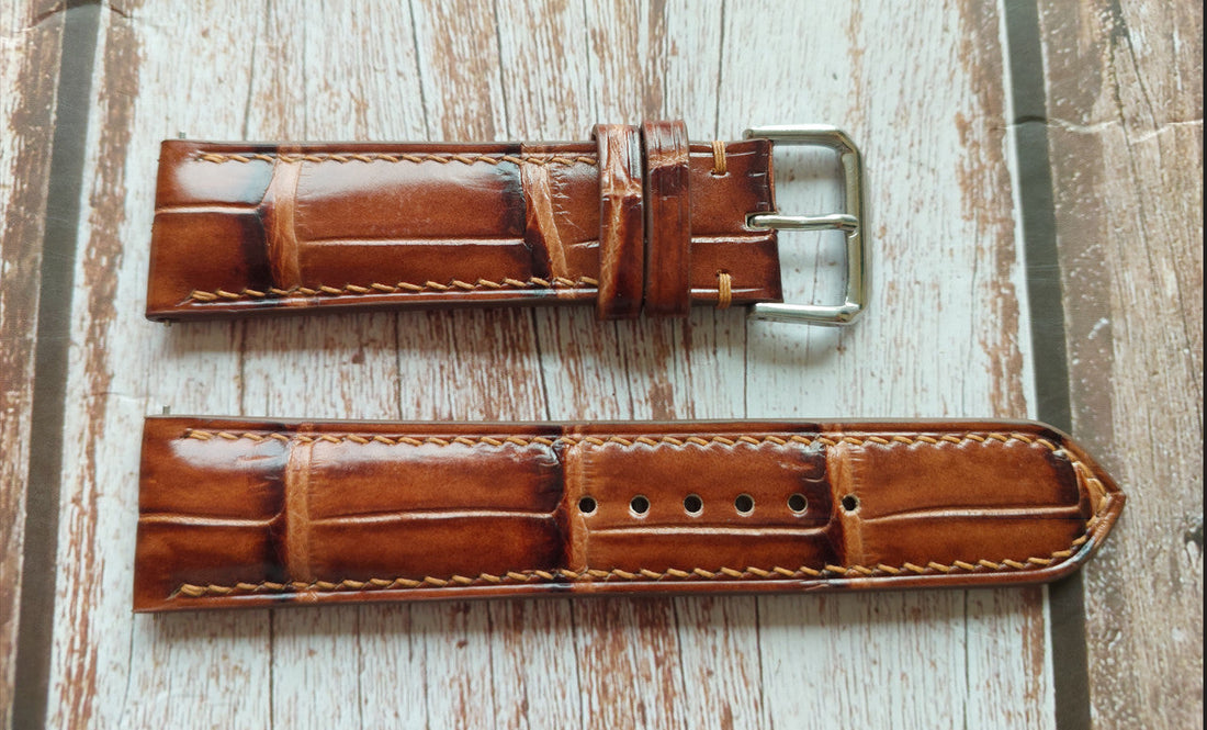 Honey Brown Full Grain Crocodile Leather Strap