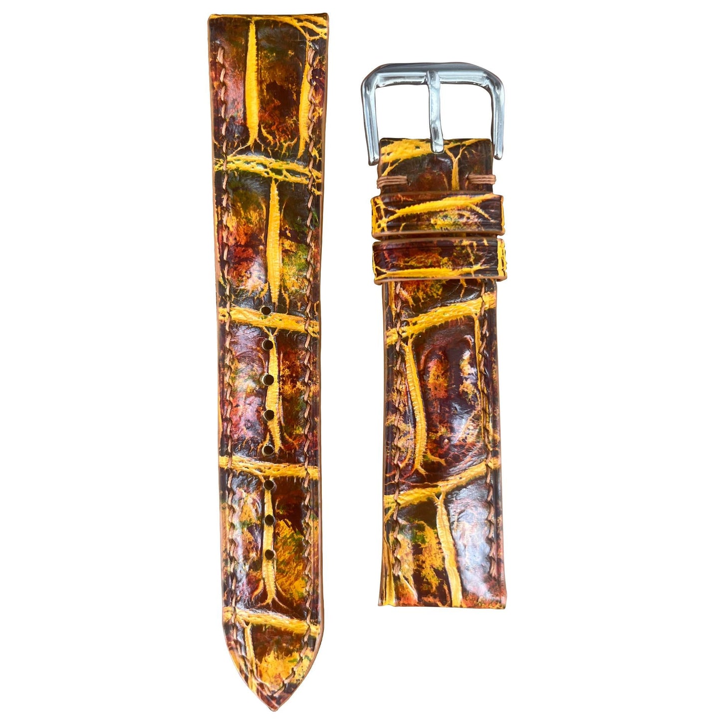 Full Grain Crocodile Leather - Mixed Dyed