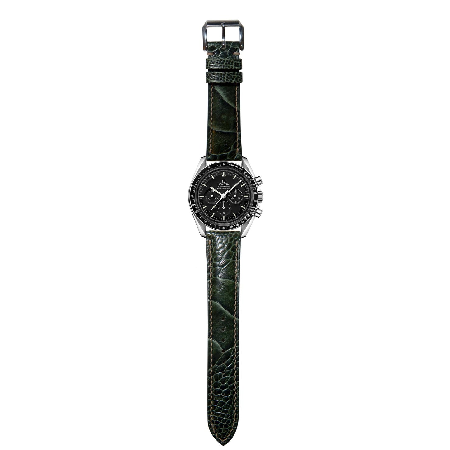 Full Grain Ostrich Leg Leather - Moss Green