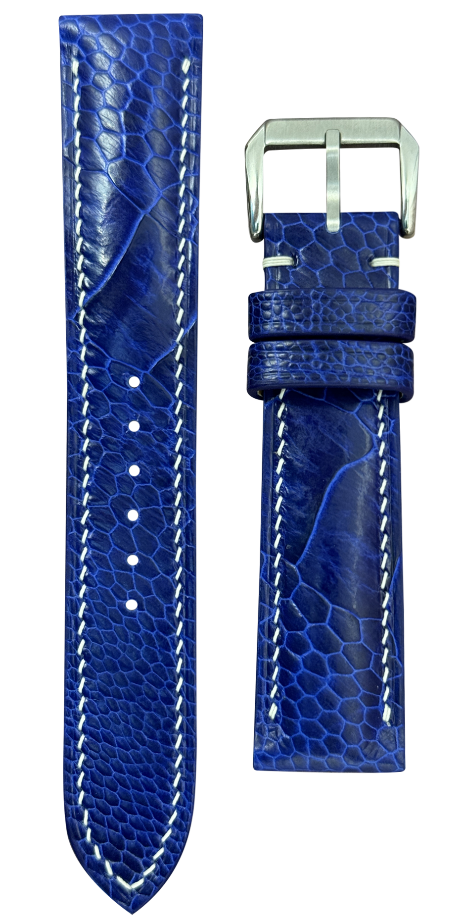 オーストリッチレッグレザー 腕時計ベルト - ブルー – VGreen