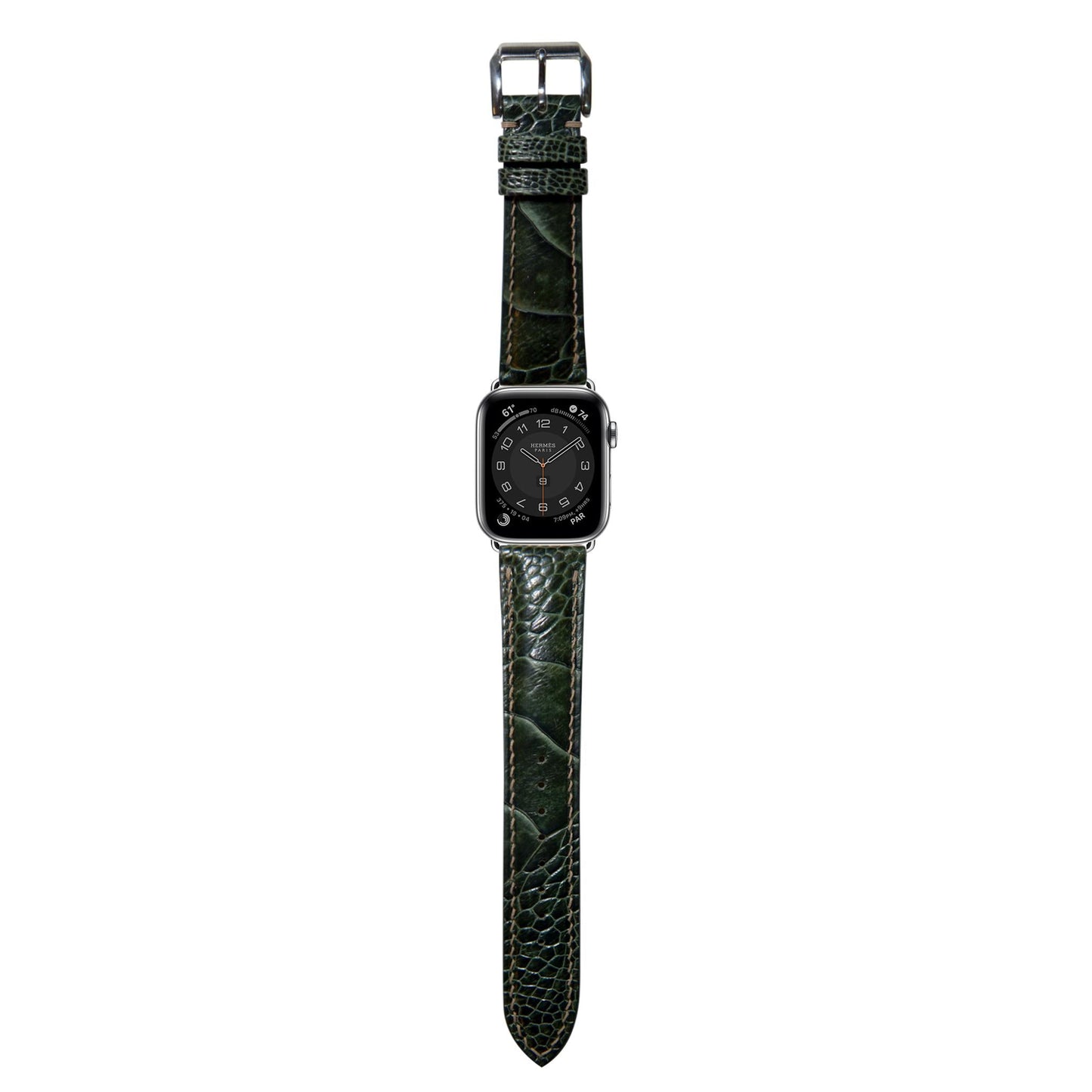 Full Grain Ostrich Leg Leather - Moss Green
