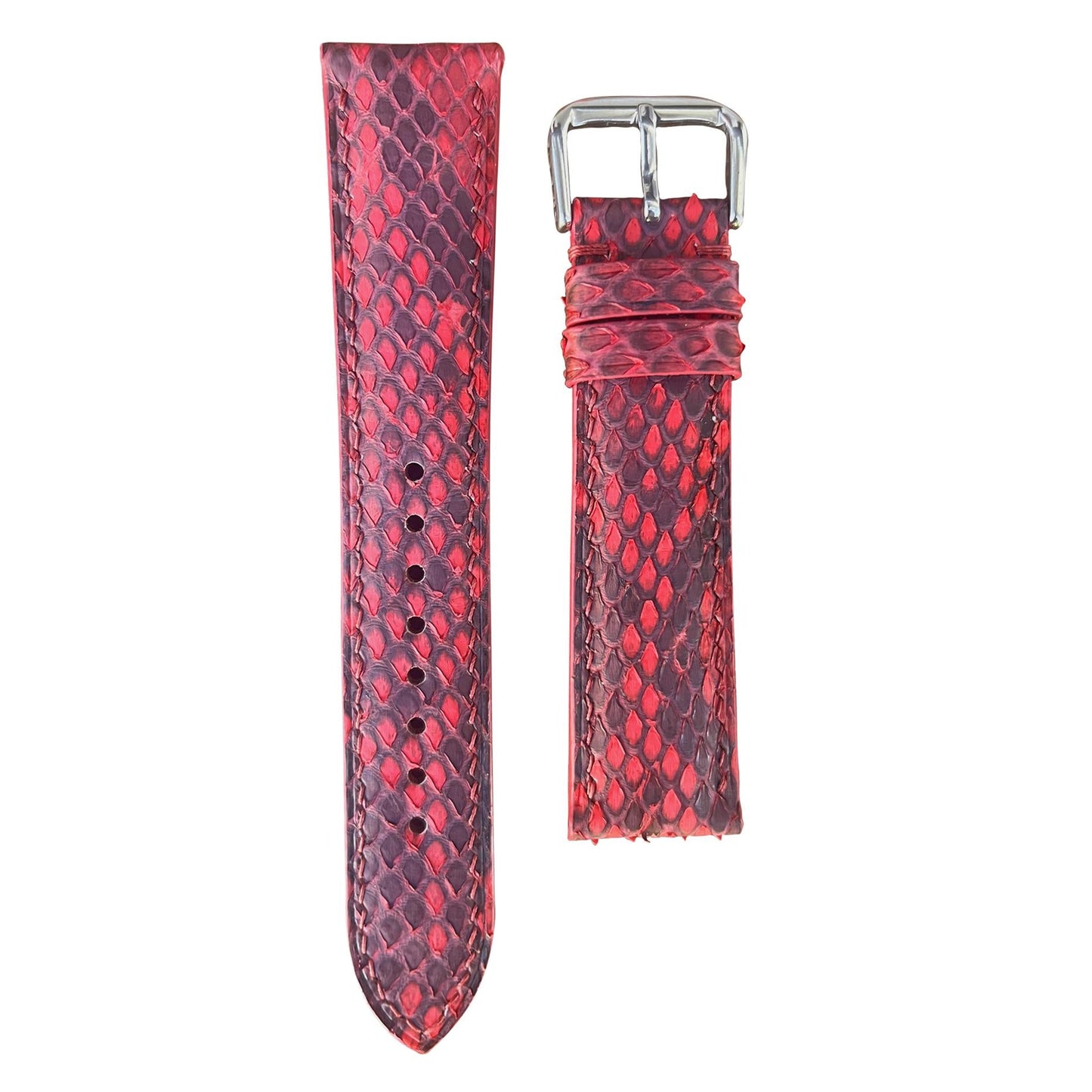Full Grain Snakeskin Leather - Red