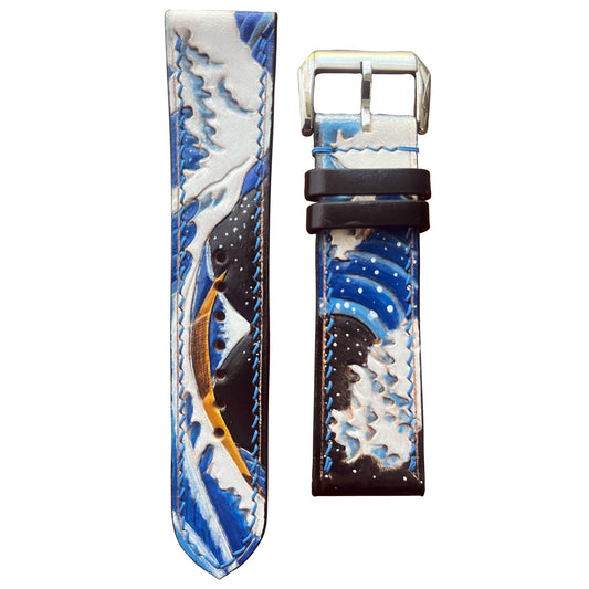 The Great Wave Off Kanagawa - Engraved Leather