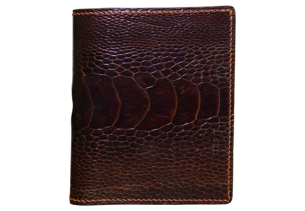 オストリッチレッグ折りたたみ式財布 – ダークブラウン